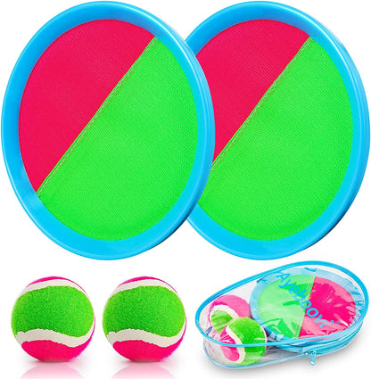 Toss and Catch Ball Game Outdoor Beach Pool Kids Toys outside Lawn Yard Games for 3 4 5 6 7 8 9 10 11 12 Year Old Girls Boys Toys Birthday Gift Easter Basket Stuffers (2 Paddles 2 Balls)